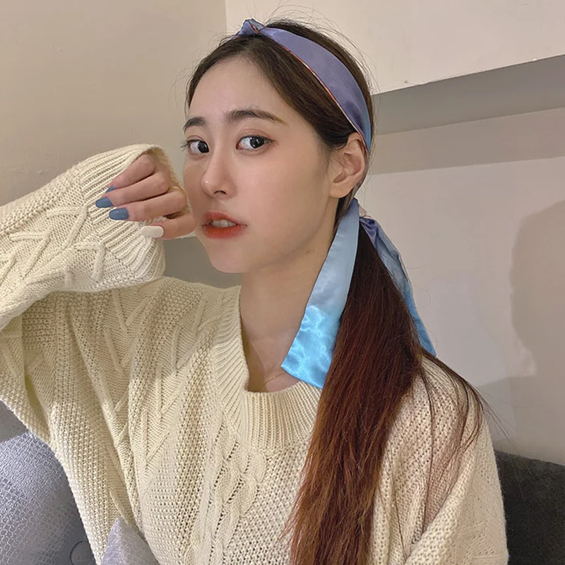 

Fashion Women Silk Long Scarf All-match Elegant Spring Summer Head Neck Hair Tie Band Neckerchief Satin Bag Scarfs Vintage