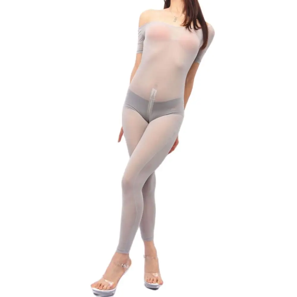 Размера плюс комбинезон прозрачная ночная сорочка чулок на все тело с отверстием