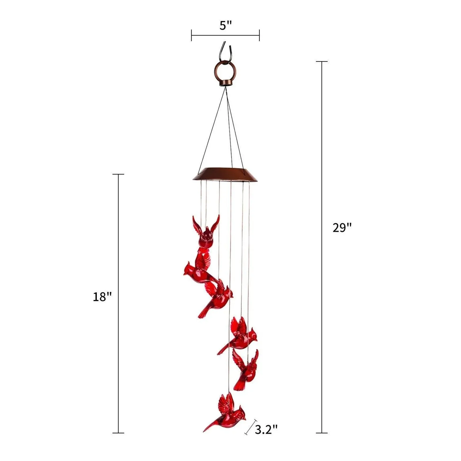 

Solar LED Lights Wind Chime Light Spinners Spiral String Hanging Outdoor Garden