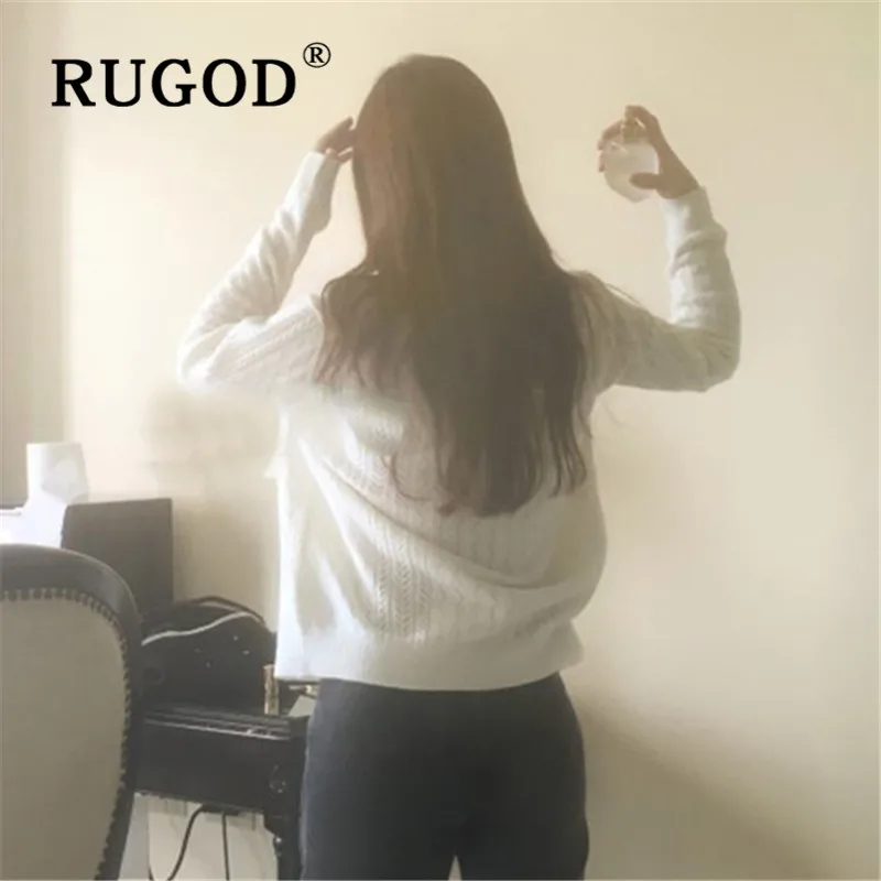 RUGOD однотонный вязаный кардиган ажурный свитер женские свитера 2019 зимние топы