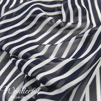silk georgette chiffon fabric dress vertical stripes white 0 6cmnavy blue black 1cm skirt shirt diy patchwork tissue