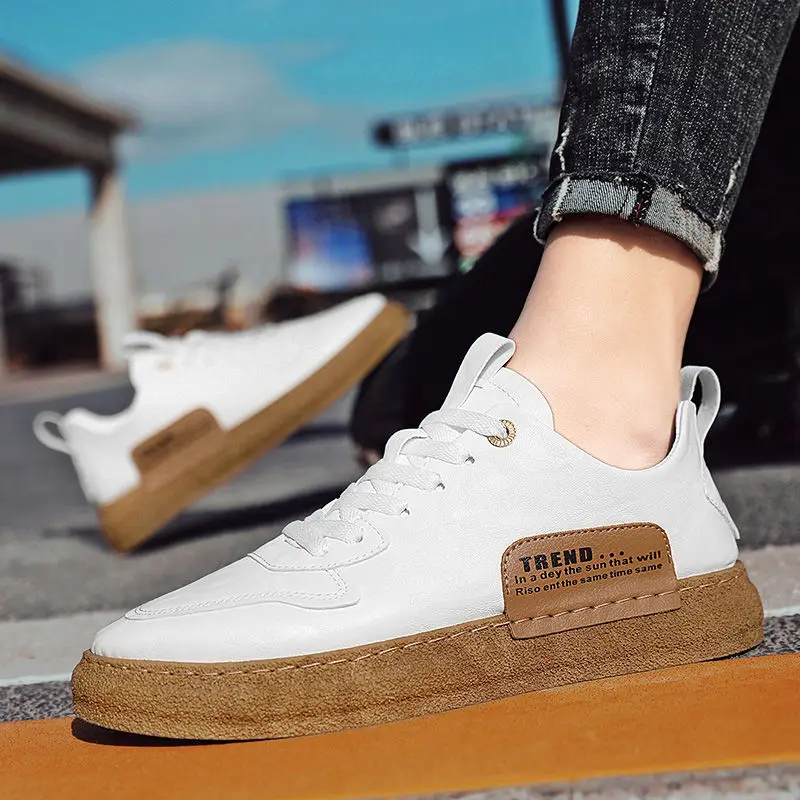 

2021 Spring Autumn New Fashion Men's Casual Shoes Breathable Lace-up Shallow Flat Vulcanize Shoes Wear-resisting for Sport