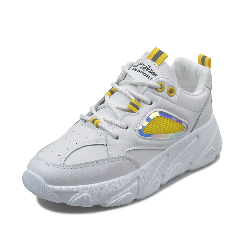 Женские кроссовки на массивном каблуке белые модные платформе женская