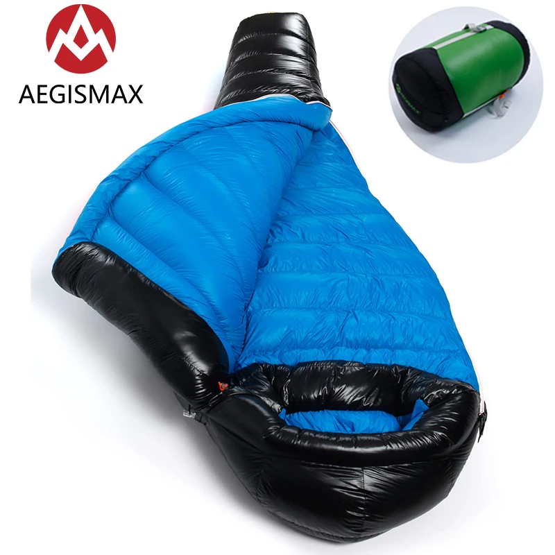 

AEGISMAX G1 White Goose Down Mummy Outdoor Hiking Camping Sleeping Bag Ultralight Baffle Design Nylon with Compression Sack