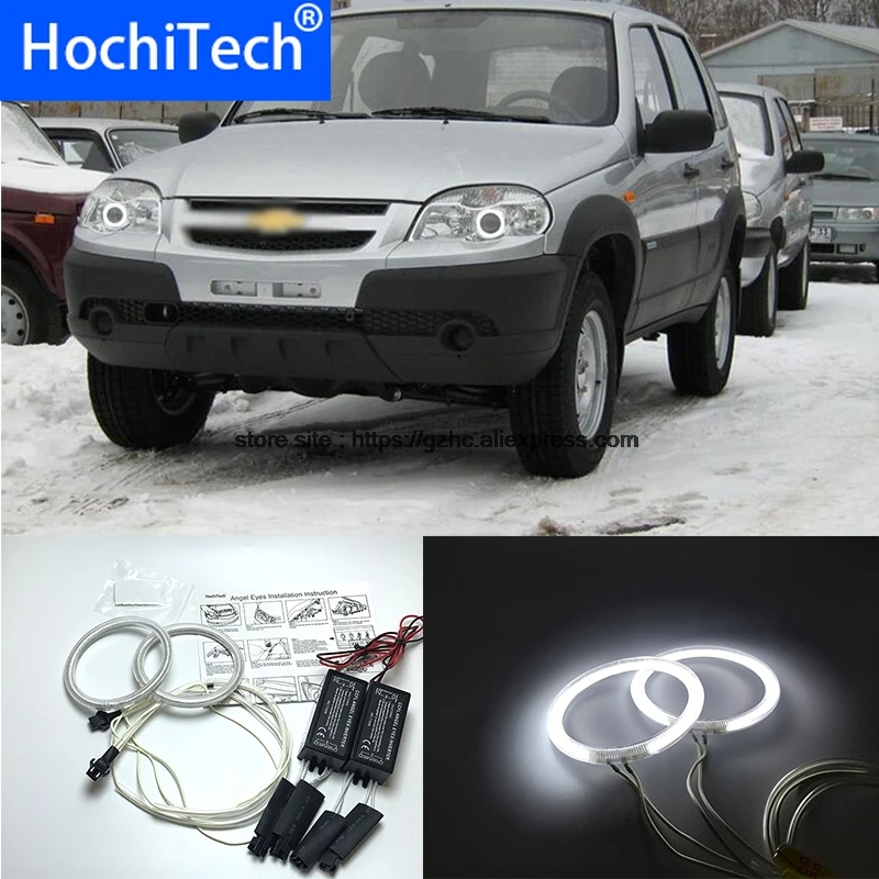 

HochiTech для Chevrolet Niva 2009-2013 ультра яркий дневной свет DRL CCFL ангельские глазки демонические глаза комплект теплый белый гало кольцо