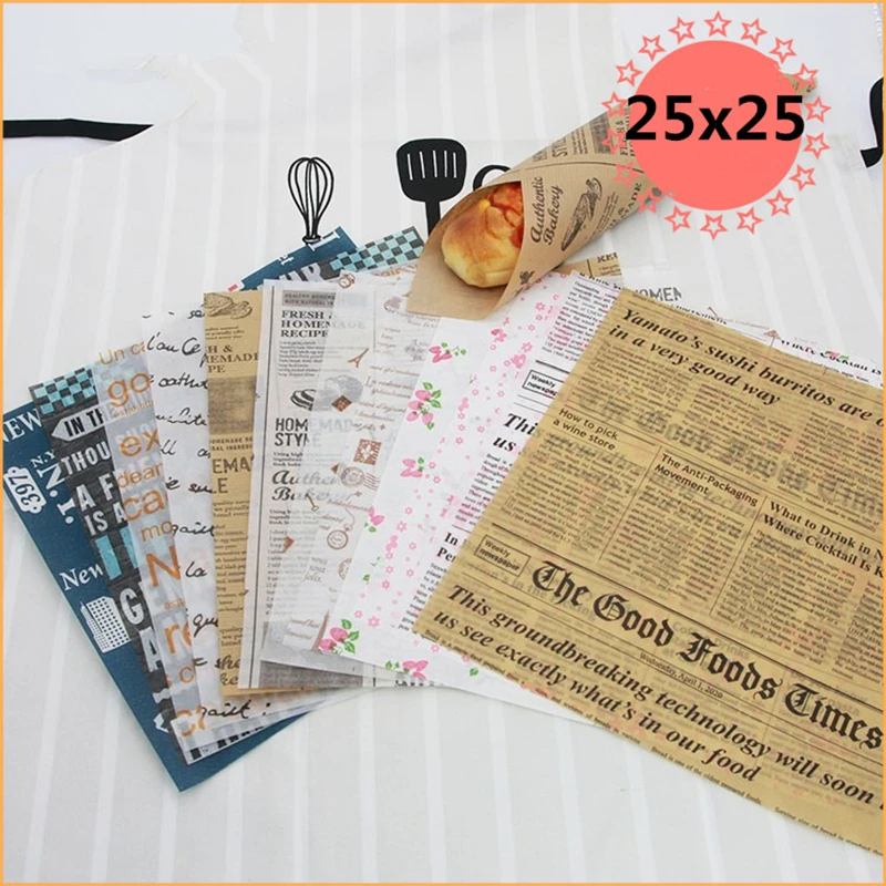 

25x25 100 200 pcs Baking Pastry Bread Sandwich Burger Hamburger Oil-proof Greaseproof Papers for Wrapping Plate Basket Liner