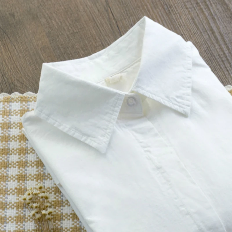 Рубашка из 100% хлопка белая блузка 2021 весенне-Осенние блузки рубашки женские