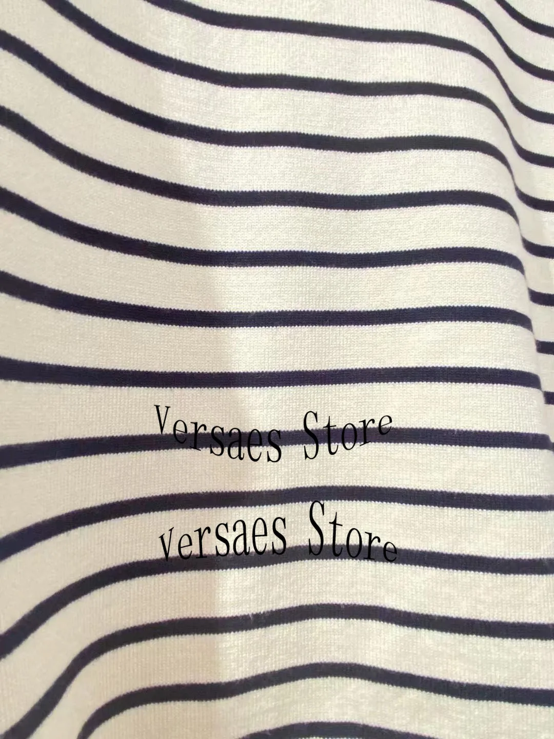 

2021 luxury brand letter print fashion women's top temperament Navy Cape neck all match up contrast stripe long sleeve Pullover