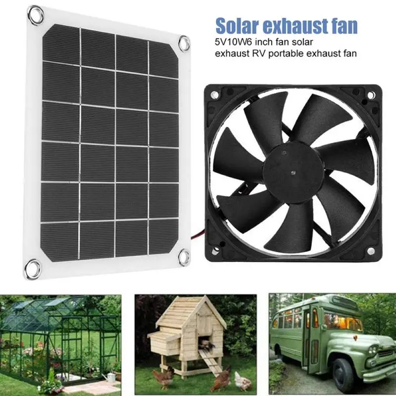 

10W 6V Solar Exhaust Fan 6 Inch Mini Solar Powered Ventilator Fan For Dog Chicken House RV Car Garage Outdoor Indoor