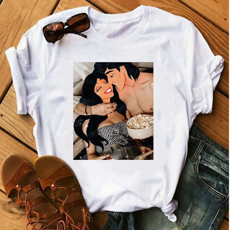 Lovers Vogue Princess Kawaii Harajuku T Shirt Women Cute Anime T-shirt Funny Cartoon Graphic Tshirt 90s Fashion Top Tees Female | Женская