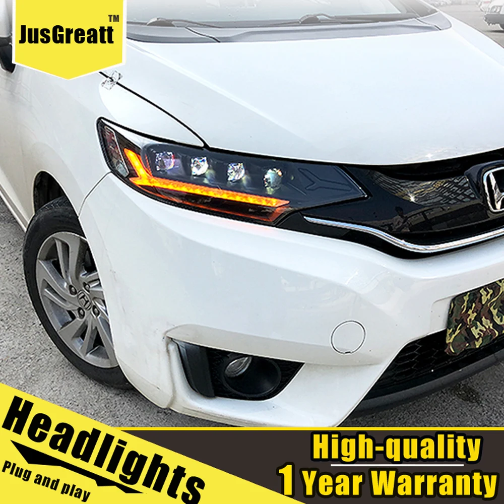 

A Pair For Fit Headlights 13-18 Fit LED Head Lamps All LED light Source Daytime Running Lights Dynamic Turn
