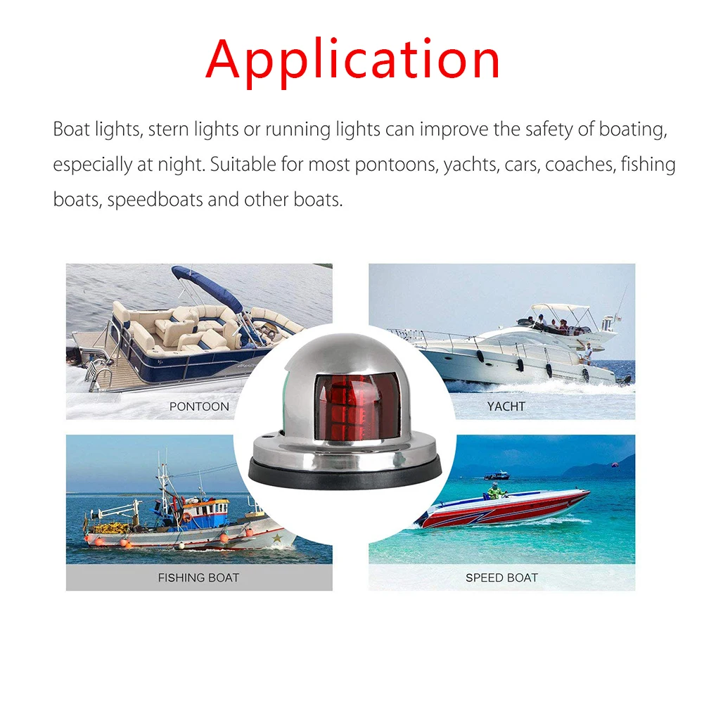 

1pcs 12V 4W 316 Stainless Steel Waterproof Marine Boat Yacht 8LED Navigation Light Lamp Red And Green Bow Lights Deck Mount