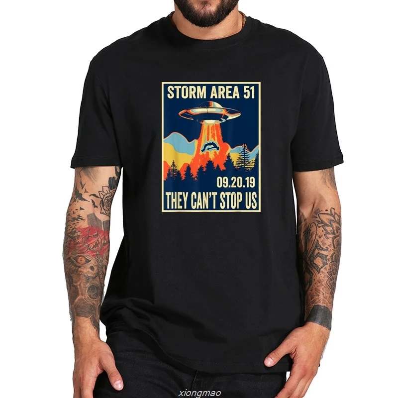 

Area 51 T Shirt Alien Cool Tshirt Simple Short Sleeve Crewneck Soft EU Size Breathable Fitness Shirt