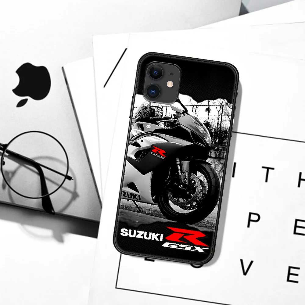

Suzuki Gsx R Motorcycle Brand Phone Case For iPhone 5 5S SE 2020 6 6S 7 8 Plus 11 12 Mini X XS XR Pro Max black Bumper Silicone