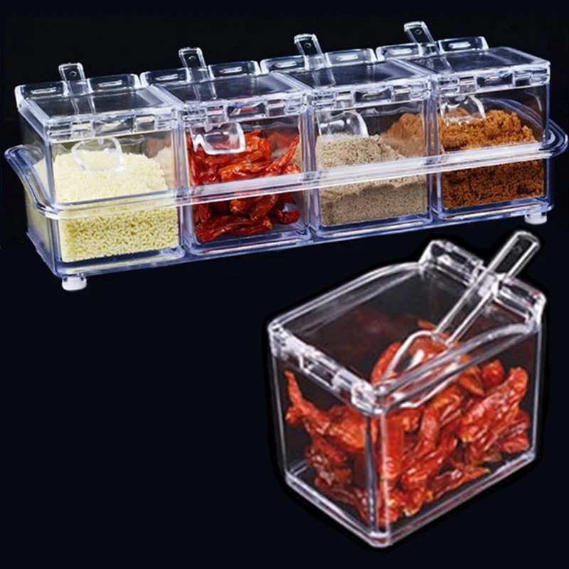 4 шт./компл. прозрачная коробка для приправ фотоэлементы фотоемкость с