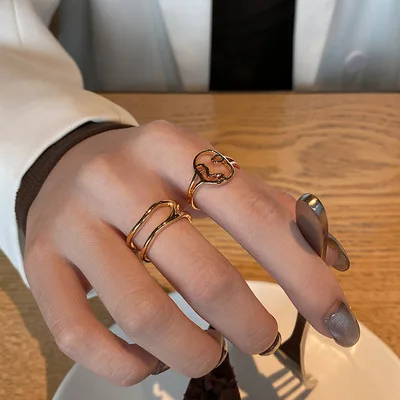 

Creative Hollow Ring For Women Stylish Opening Adjustable Ring Europe And America Personality Leisure Street Photography