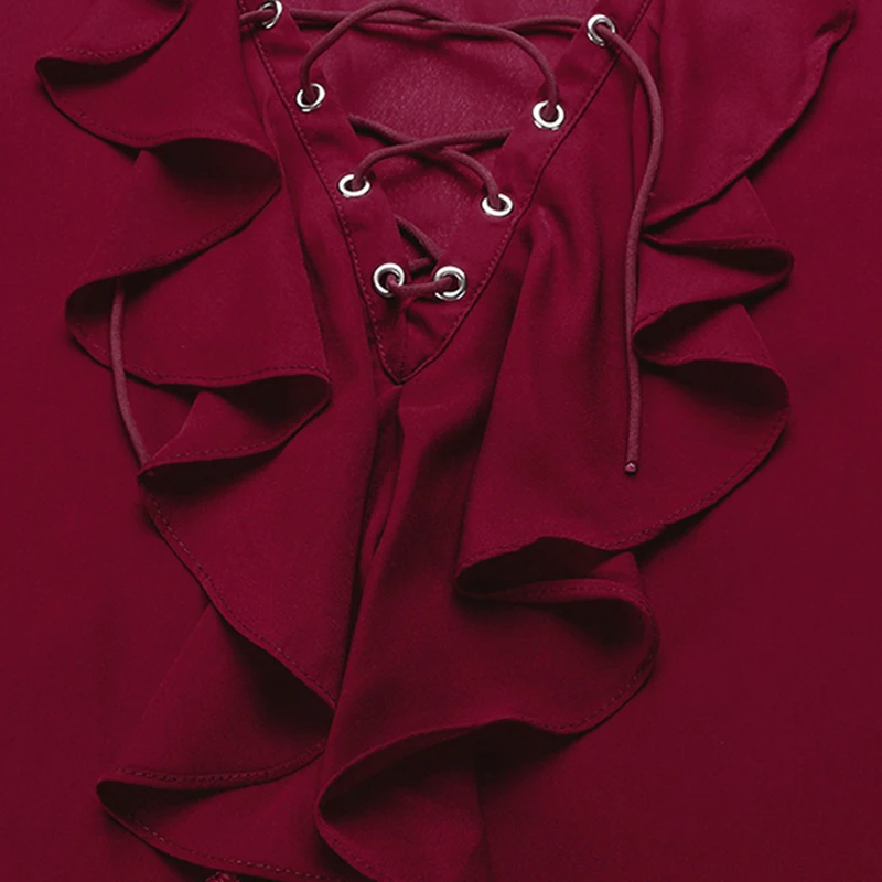 Летняя шифоновая рубашка Celmia женская блузка модные сексуальные топы шнуровка V