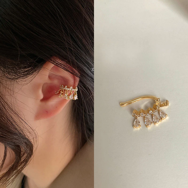 Серьги-клипсы женские золотистого цвета с искусственным жемчугом каффы 1 пара |