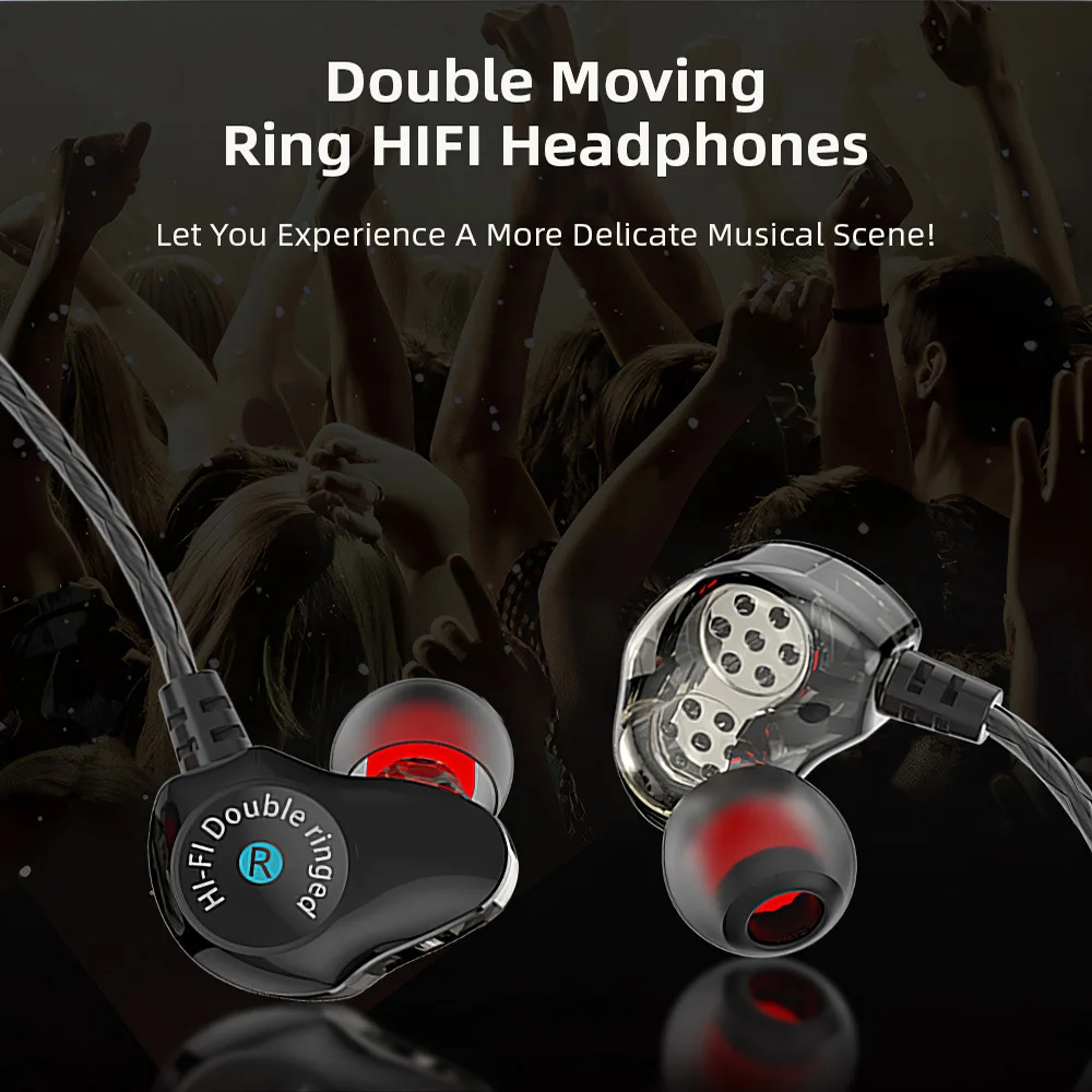 D6 проводные наушники 4 ядра Hi-Fi стерео для мобильных телефонов спортивные с