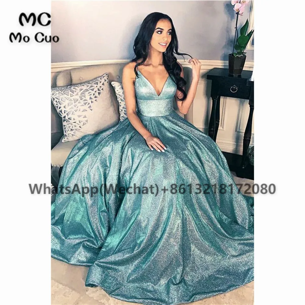 

Chic A-Line Prom Dresses Long 2021 Spaghetti Straps Shiny Satin Women's Prom Dress Pockets Evening Dresses Custom Made