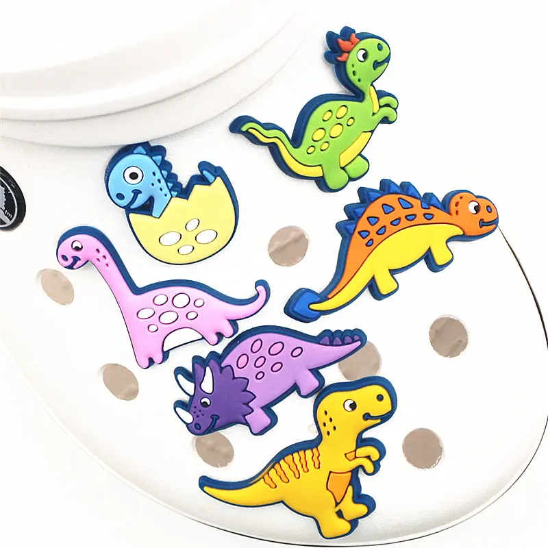 Single Sale 1Pcs Shoe Charms Novelty Cute Dinosaurs Shoe Accessories Shoe Buckle Decoration for croc jibz Kid's Party X-mas Gift