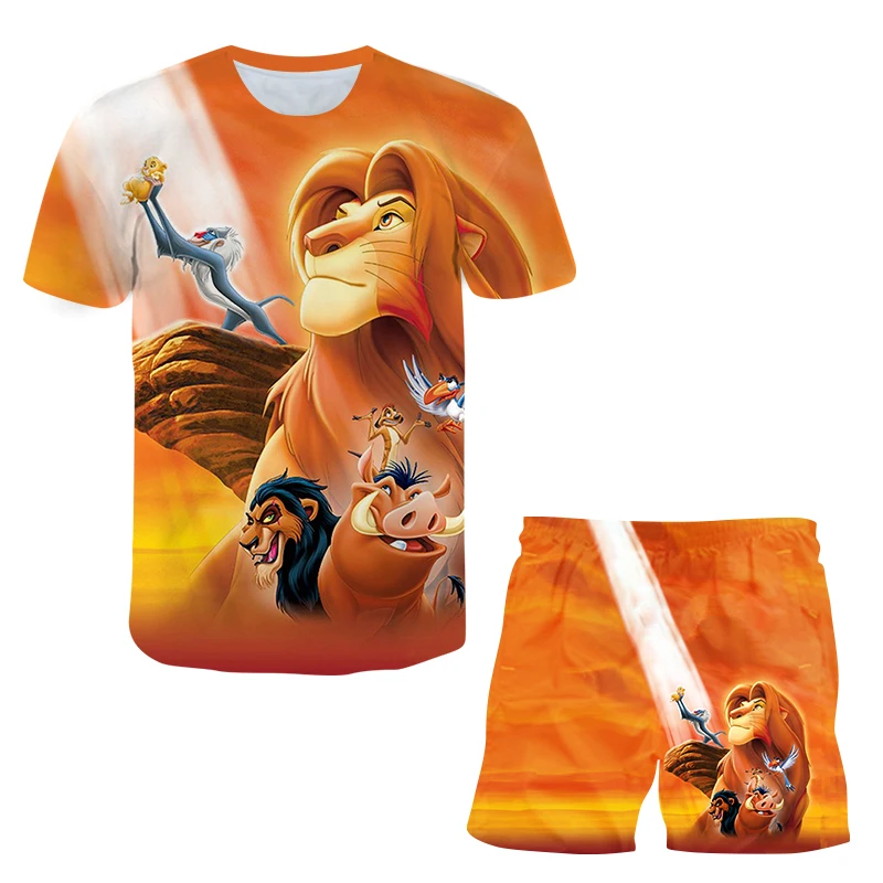 

Children Clothing The Lion King Sets Summer Shorts T-Shirt track suits Boys Girls Cute Sport jogging suit Casual Outfit Kids Set