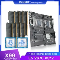 jginyue x99 d8 dual cpu motherboard lga 2011 3 kit set with 2e5 2670 v3 cpu 128gb%ef%bc%8816g8%ef%bc%89ddr4 ecc memory support eight channels