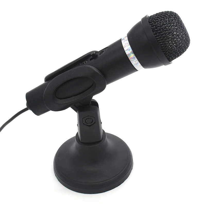 

Computer Notebook Desktop Microphone KTV-307 Wire Karaoke Handheld Microphone 3.5mm Mic With Base For Singing Recording