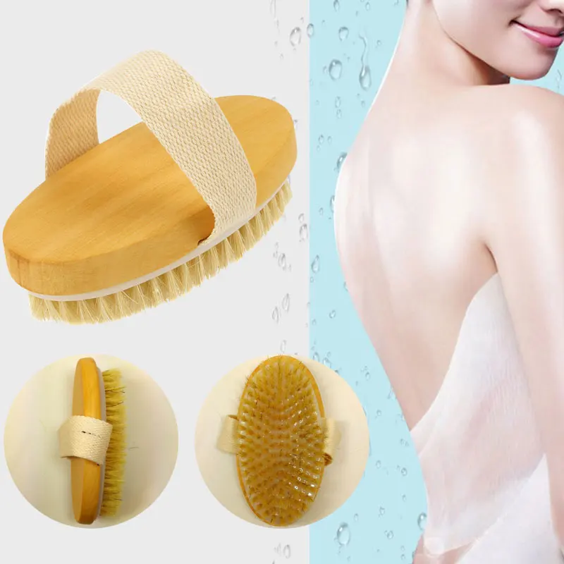 Новинка горячая сухая Мягкая натуральная щетина для тела щетка спа деревянная