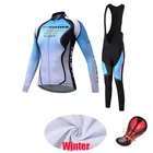 Женская зимняя теплая флисовая одежда для велоспорта 2022, женская одежда для горного велосипеда, Женский велосипедный трикотажный нагрудник, комплект гелевых брюк, костюм для женщин, платье
