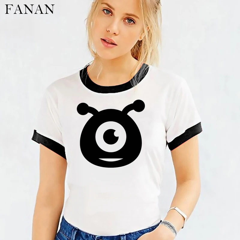 

2020 Alien Spaceship Women Tshirt Cartoon Print Graphic T-shirt Harajuku White Short-sleeve T shirt Fashion Street Wear Clothing