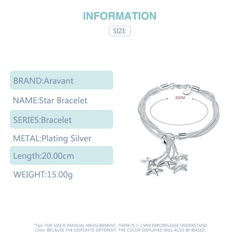 Женский многослойный браслет из серебра 925 пробы с фиброй | Украшения и