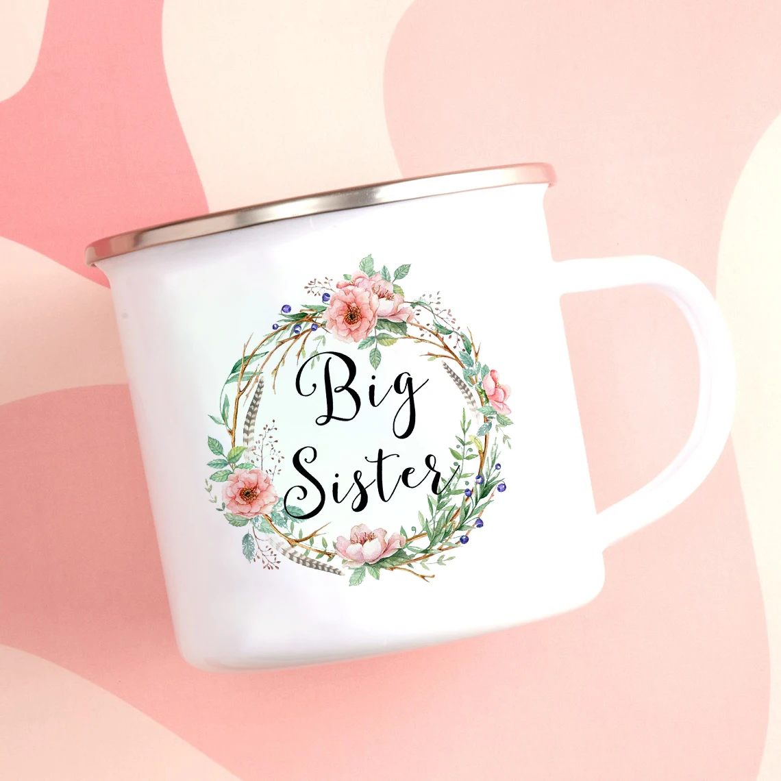 Hermano tazas hermano hermana tazas con asa esmalte taza regalo para hermana-2