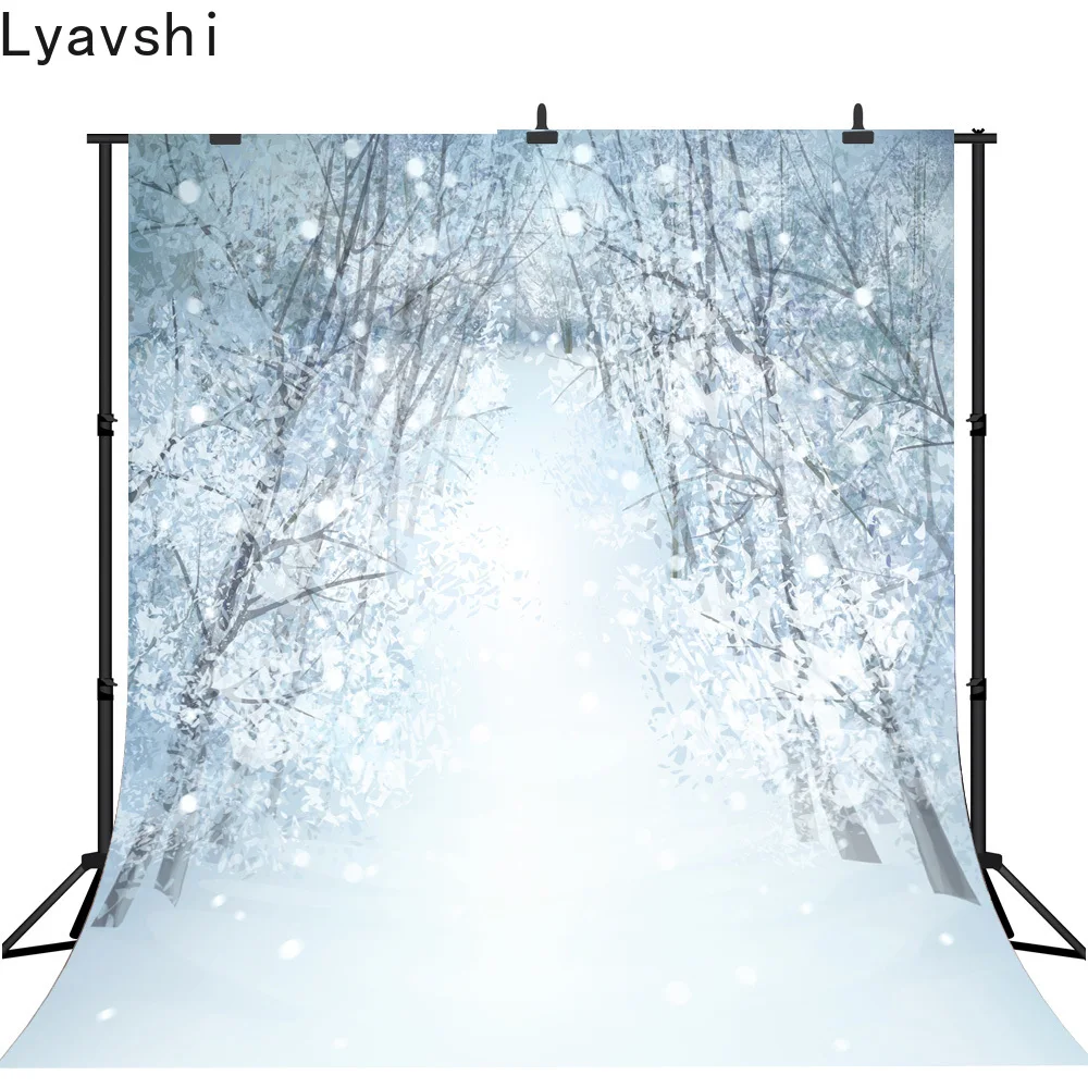 

Lyavshi photography background snow forest Bokeh Winter Christmas theme backdrop professional photo background studio