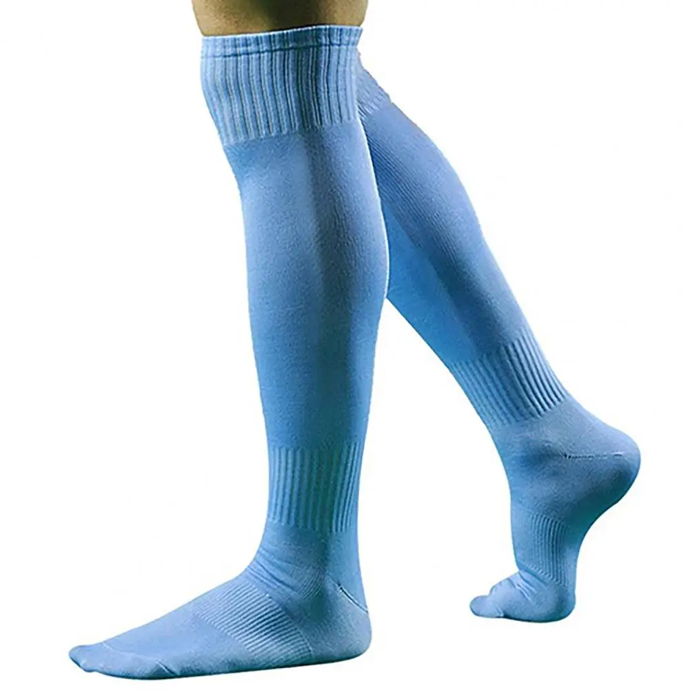 

Wholesales 1 Pair Long Socks Solid Color Sweat Absorbent Good Elasticity Men Over Knee Sports Socks for Outdoor Activities