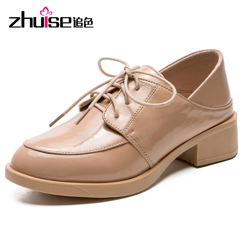 ZHUISE/2020 г. Новые женские туфли из лакированной кожи универсальные кожаные