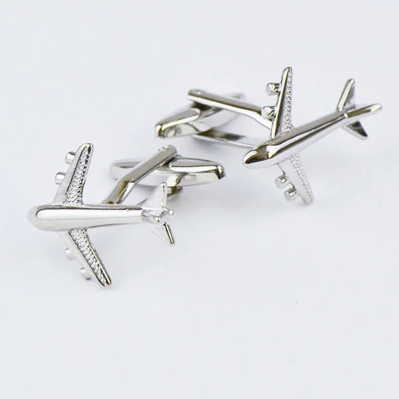 Новая мода Серебряный Цвет самолета Форма запонки для рубашки мужской высокого