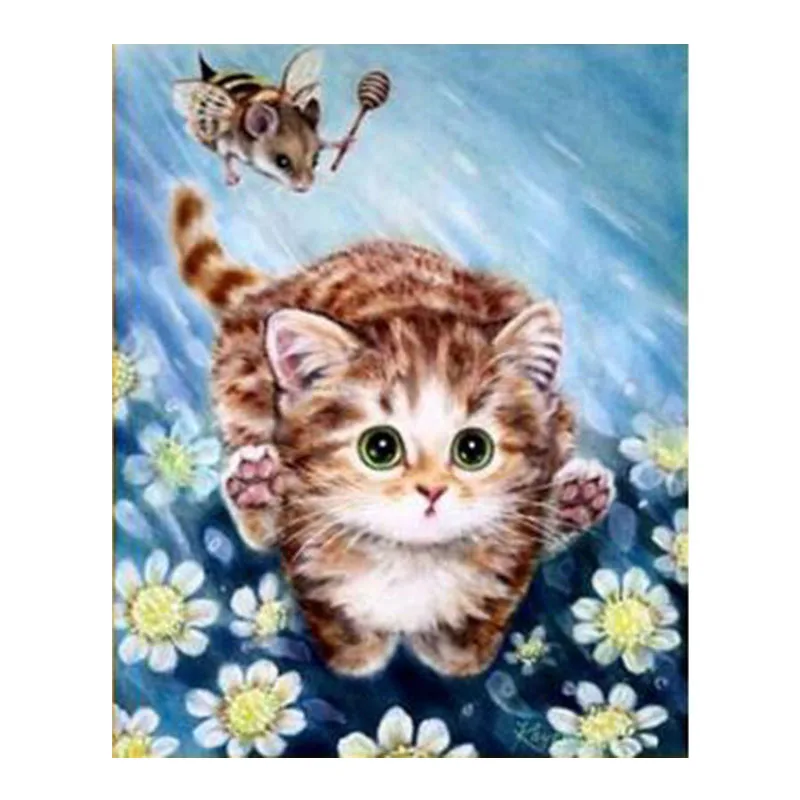 5D алмазная живопись сделай сам мультяшный Кот и Летающая мышь вышивка полностью
