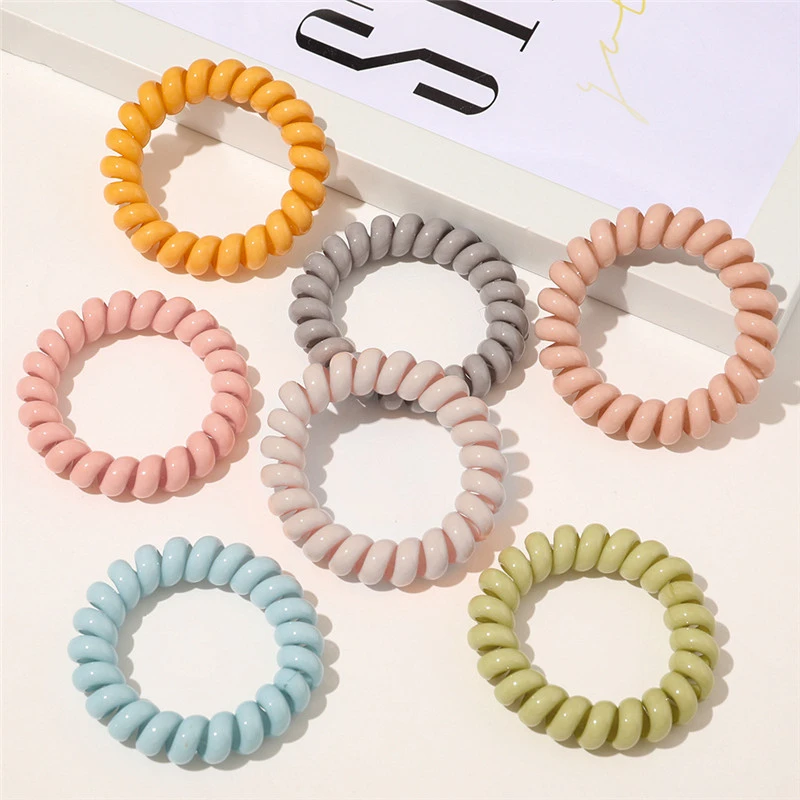

Women Ice Cream Colors Telephone Wire Elastic Hair Bands Girls Headwear Ponytail Holder Non-Mark Hair Tie Scrunchie Accessories