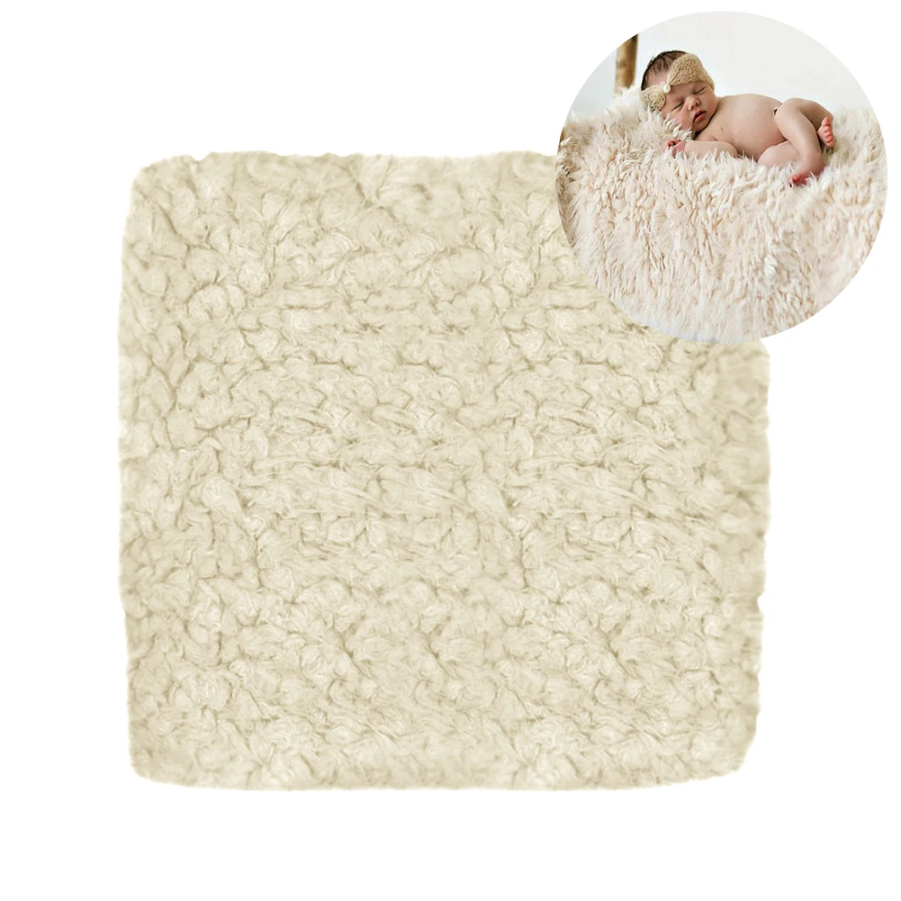 Baby Blanket Newborn Wrap Soft Photography Props Unisex Stuffer Warm Faux Fur Solid Backdrop Mat Square Rug | Мать и ребенок