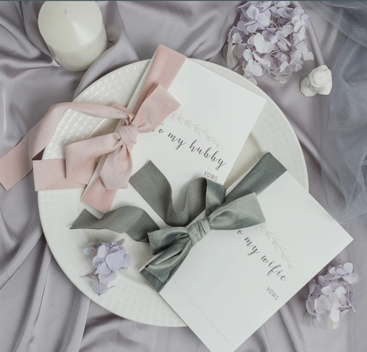 

Wedding Vows Card Oath Marriage Book With Velvet Ribbon Bridal Shower Gift To My Hubby Flatlay Prop Declaration Romantic 2pcs