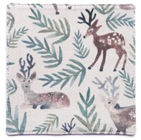 zakka cotton and hemp fabric pure hand printed canvas dining mat mouse pad apron branch and leaf deer coaster size 10cm
