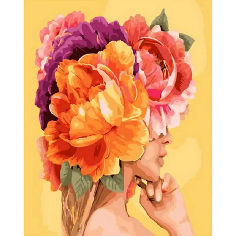 

DIY Oil Paint By Number For Adults Home Decor Flower Women Pictures Drawing On Canvas pintura por números