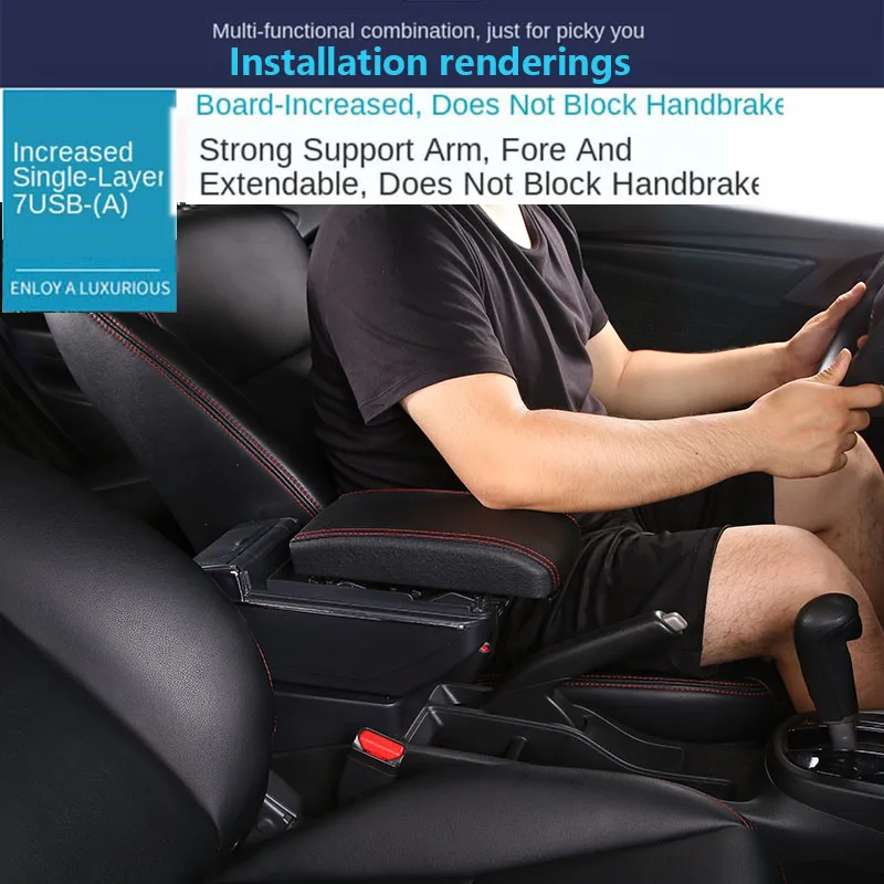 Universal Car Armrest central model armrest box car accessories storage modification Retrofit parts with USB LED | Автомобили и