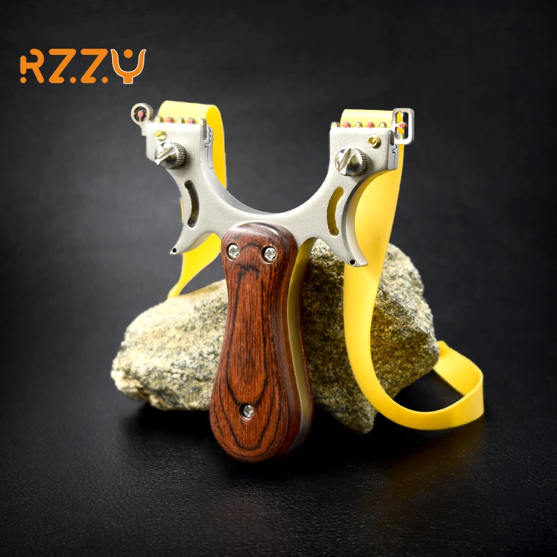

Stainless Steel Slingshot High Quality Wooden Handle Hunting Catapult with Rubber Band for Outdoor Shooting Sling Game Shot Set