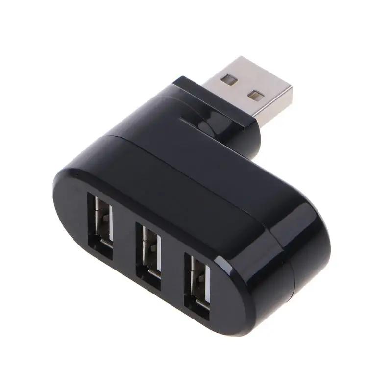 Черный Вращающийся высокоскоростной usb-хаб 2,0 с 3 портами, usb-разветвитель, адаптер для ПК, компьютера, ноутбука, поворачивается на 180 градусов, высокая передача данных - Цвет: Черный