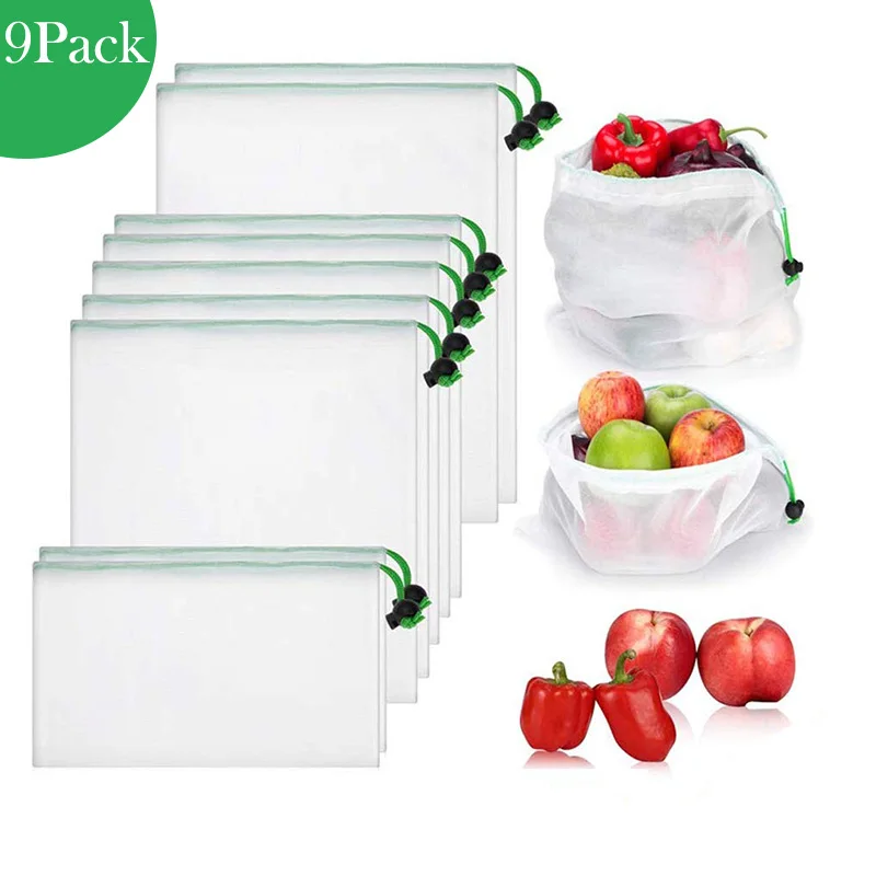 Многоразовые сетчатые продуктовые сумки экологически чистые прозрачные