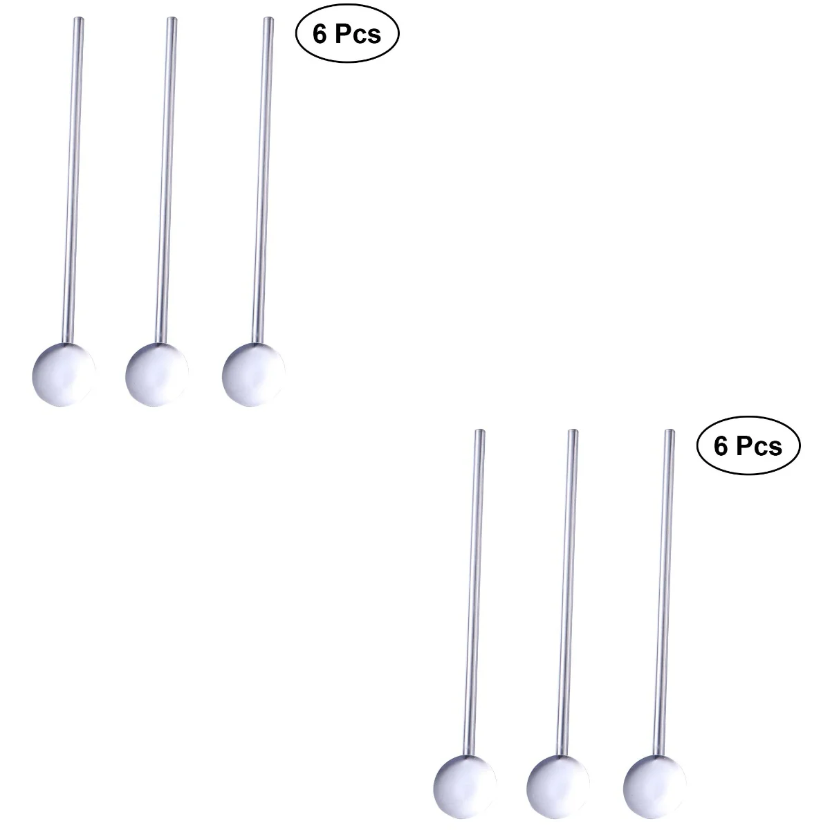 12 Pcs /Pack Stainless Steel Round Shape Metal Drinking Spoon Straw Reusable Straws Cocktail Spoons Set | Дом и сад