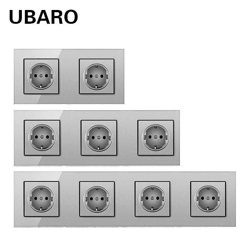 Немецкая стандартная 16А серая настенная розетка UBARO из закаленного стекла с Usb 5 в