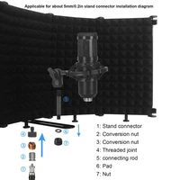 adjustable 53 panel microphone isolation screen foldable studio screen voice booth microphone filter for broadcast recording